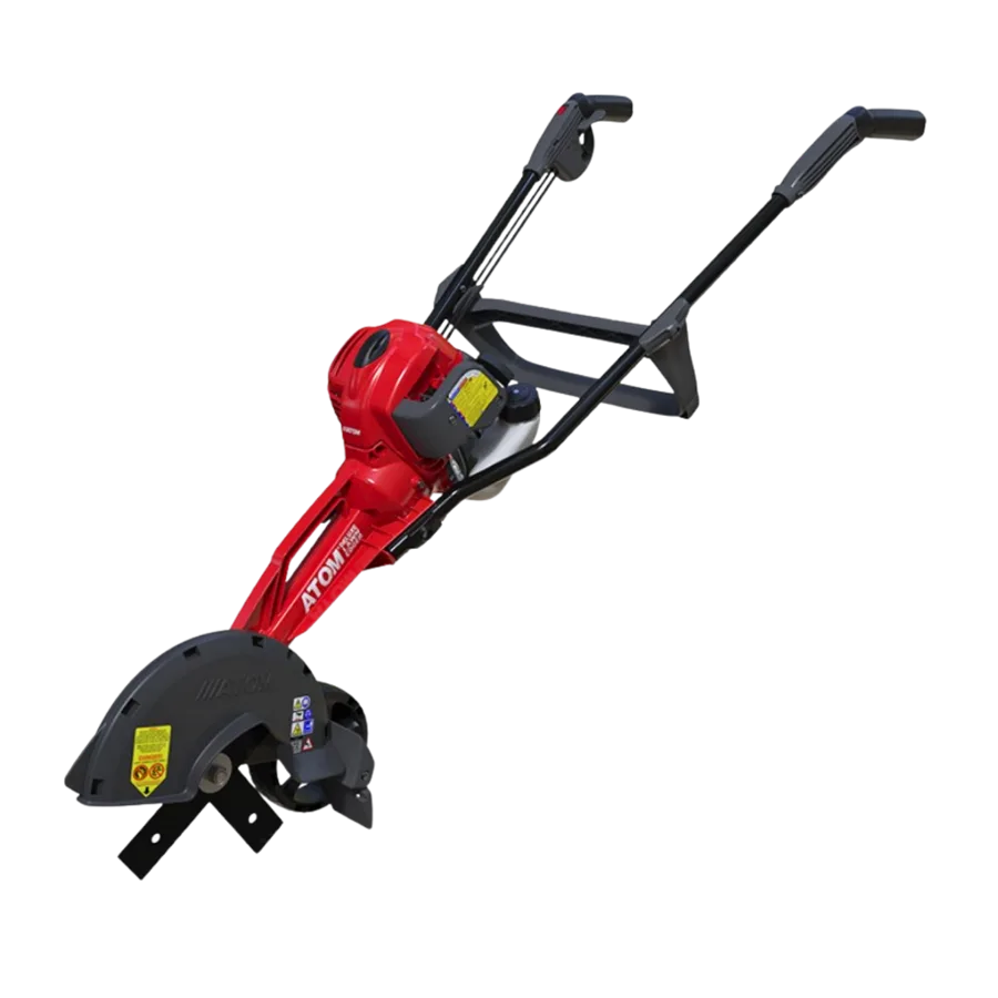 A clear-cut Atom 458 lawn edger